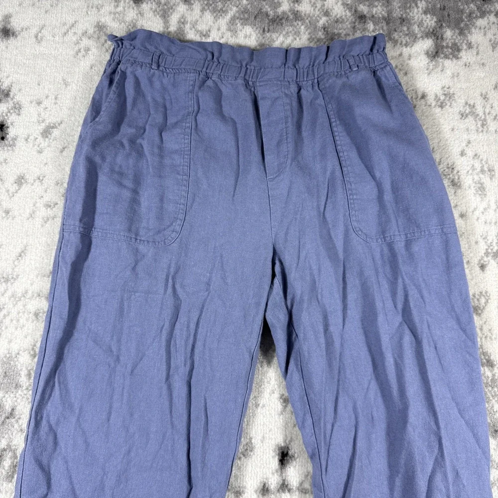 Love Tree Pants Womens Size Large Blue Wide Linen Viscose‎ Pull On Hippie